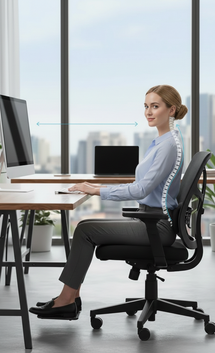 zadovoljna zenska v pisarni